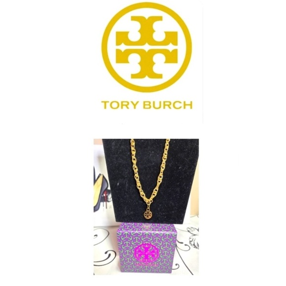 2 TORY BURCH Charms on Unbranded Necklaces w/Gift Box & Dust Bags, EUC - Picture 4 of 10